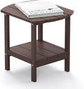 TORVA Patio Adirondack Side Table, Outdoor End Tables All-Weather Resistant HDPE Humidity-Proof Long Time Use for Deck, Lawn,Garden, Porch, Backyard End Table（Brown Color）(2 Tier)