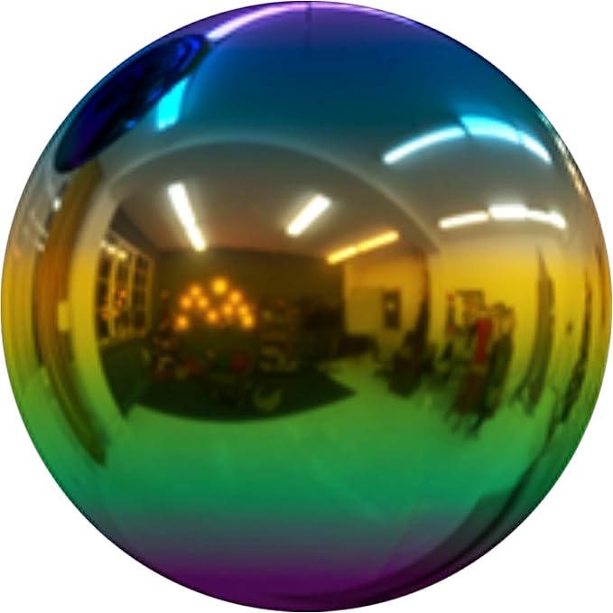 8 inch Diameter Gazing Ball,Rainbow Stainless Steel Polished Reflective Smooth Garden Sphere Globe Mirror,Colorful and Shiny Addition to Any Garden or Home