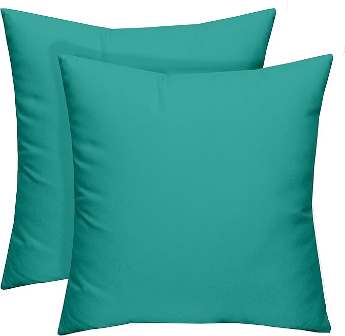RSH DECOR: Square Throw Pillows Set of 2 | 20” x 20” | All-Weather Spun Fabric | Water and Fade-Resistant | Outdoor Accent Pillows for Patio Furniture | Cancun (Blue, Green)
