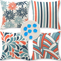 Cirzone Outdoor Pillow Covers 18x18 Set of 4 Striped Patterns Waterproof Throw Outdoor Pillows Decorations for Patio Garden, Home