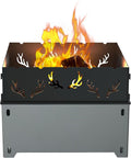 21.5 Inch Outdoor Wood Burning Fire Pit, Bonfire Grill for Patio and Backyard, Outdoor Portable Fireplace with Flame Panel - Flint Gray