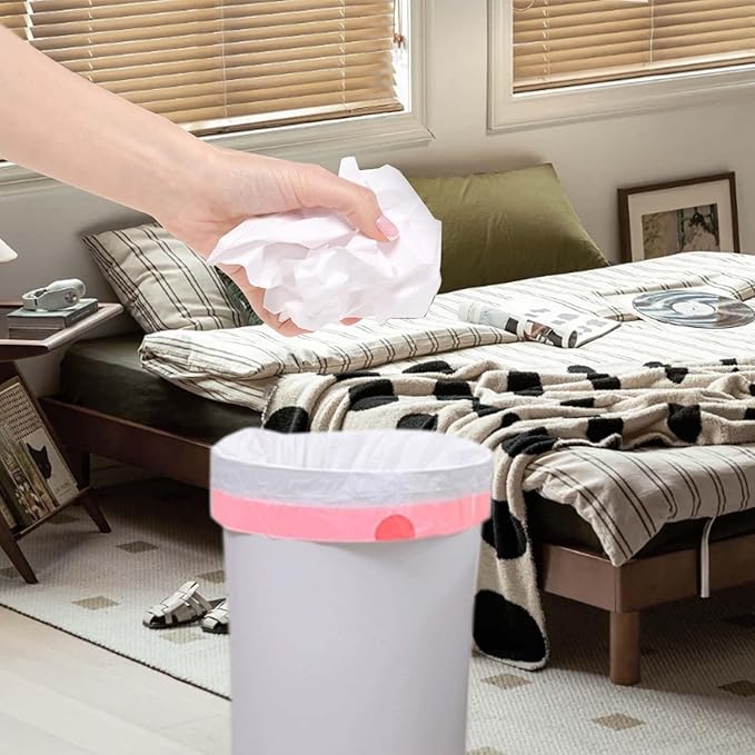 Small 4 Gallon Trash Bags for Bathroom & Bedroom, Drawstring Garbage Bags for Office Desk, Vanity, Pack of 83, 43x46cm, 4.05g/pcs, Unscented, Black
