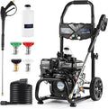 Gas Pressure Washer, 3500 PSI and 2.3 GPM High Pressure Cleaning Machine with 4 Quick Connect Nozzles & Foam Cannon, Portable Pressure Washer for Cars, Fences, Driveways, Patios, Home Cleaning