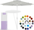 Midtown Umbrellas The Swilt 9 Feet Patio Umbrella in Terylast Off Cream (Off White) Polyester Fabric - Fiberglass Ribs, Auto-Tilt Aluminum Frame For Backyard, Deck, Garden, Pool - White Pole