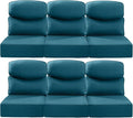 Luxury 22x24/22x25 6-Inch Smile Patio Cushions for Outdoor Furniture Set of 6 - Thick Back & Deep Seat Outside Chair Cushions for Rattan Metal Glider Loveseat Sectional Sofa - Peacock Blue