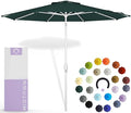 Midtown Umbrellas The Swilt 9 Feet Patio Umbrella in Terylast Forest (Dark Green) Polyester Fabric - Fiberglass Ribs, Auto-Tilt Aluminum Frame For Backyard, Deck, Garden, Pool - White Pole