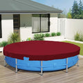 ECOOPTS 15 ft Waterproof Round Polyester Pool Cover for Above Ground Pools, Swimming Pool Cover Protector Winter Safety Cover (Red)