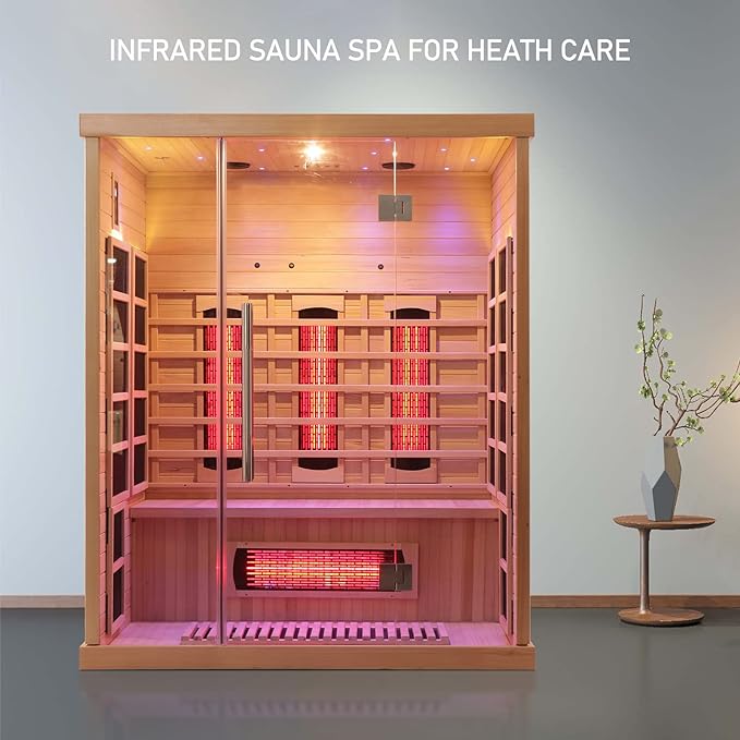 Full Far Infrared Carbon Fiber Glass Red Light Heater Tube, Infrared Sauna Heater Tube Sauna Accessories, 220V Heater, Infrared Suana Heating Element Tube for Wooden Indoor/Outdoor Sauna