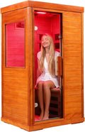 Far Infrared Sauna 1120W 110V, Low EMF Infrared Sauna with Red Light Therapy, Carbon Fiber Infrared Saunas 1 Person W/Bluetooth Speakers/Control Panel for Basement/Home Gym/Bathroom