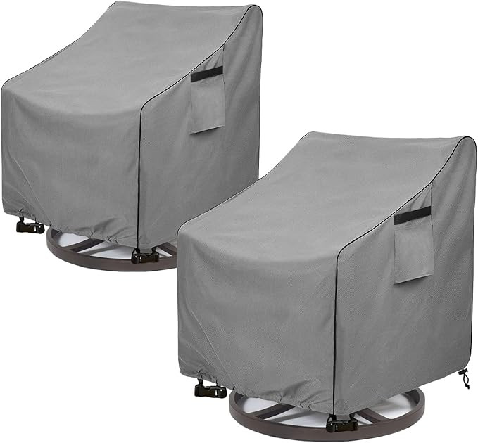 Okcool Outdoor Swivel Chair Cover 2 Pack,Outdoor Furniture Patio Chair Covers Waterproof Clearance,(33"W x 35"D x 38.5"H) Outdoor Lawn Patio Furniture Covers,Grey