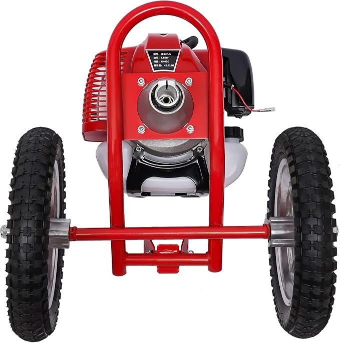 Walk Behind String Trimmer, 1.8KW Hand-Pull 2 Stroke Air-Cooled Single-Cylinder Lawn Mower Gas Powered 49CC 57.1X17.2X27.6 Inch Walk Behind Weed Trimmer for Lawn Garden