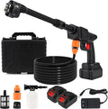 Cordless Pressure Washer with 6-in-1 Nozzle, Portable Water Spray Gun with Foam Cannon, 600PSI Electric Pressure Jet Washer, Battery Powered Car Cleaner Machine for Wall Fence Floor Cleaning (Black)