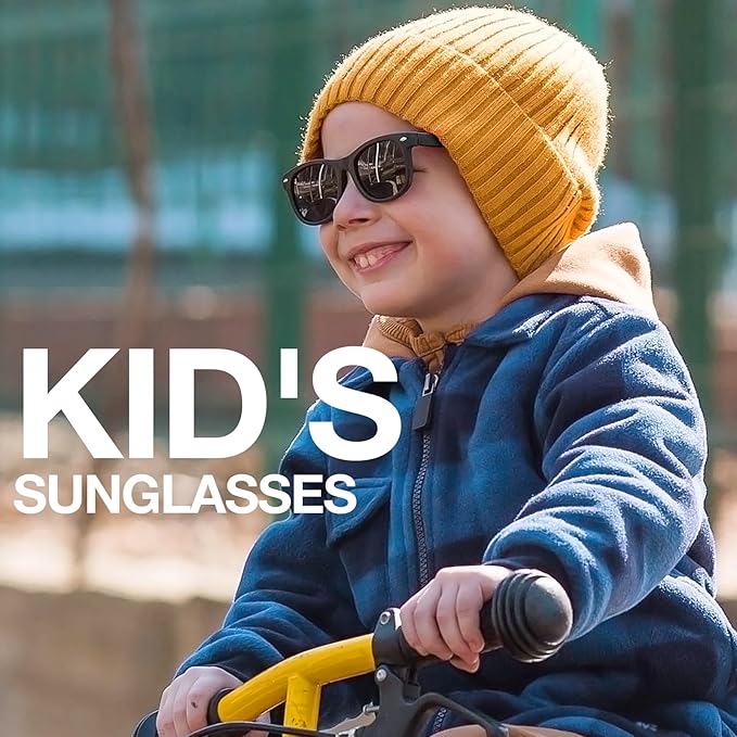 RIVBOS Kids Sunglasses Polarized UV Protection Flexible Rubber Glasses Shades with Strap for Boys Girls RBK004