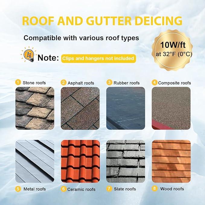 TDSF1 125ft Roof and Gutter Heat Tape, Self-Regulating, ETL Certified, for Effective Pipe and Roof Ice Prevention, 120V