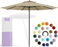 Midtown Umbrellas Push and Pop 9 Feet Outdoor Umbrella, Cherry (Burgundy) Polyester Fabric - Fiberglass Ribs Deck Patio Umbrella, Backyard Umbrella, Garden Umbrella & Pool Umbrella - Black Pole