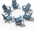 Folding Adirondack Chairs Set of 6,Adirondack Chair with Retractable Ottoman,Plastic Adirondack Chairs with 2 Cup Holder,Weather Resistant Patio Chair,Outdoor Chairs Set of 6(Navy Blue)