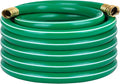 Worth Long Lead-in Green Garden Hose 5/8 in. x 50 ft. -Kink Free, No Leaking, Male/Female Fittings -Heavy Duty Durable Flexible Lightweight Water Pipe -Brass Aluminum Ends for Household & Yard Use