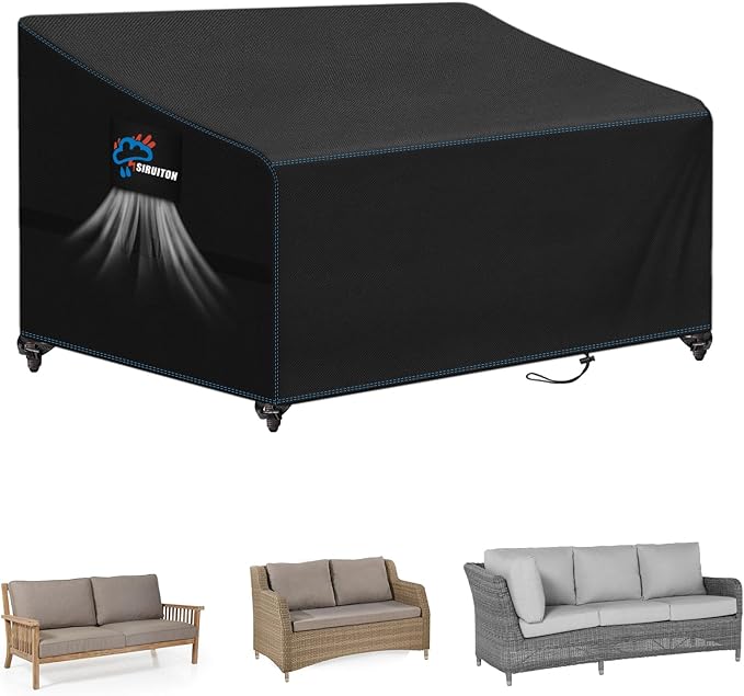 SIRUITON 4-Seat 80" W x 38" D x 32" H Garden Patio Sofa/Loveseat/Bench Cover,Heavy Duty 420D Oxford Waterproof Outdoor Sofa Cover, Lawn Patio Furniture Covers