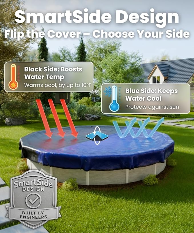 18 Foot Round Winter Pool Cover with Strong-Hold System | Triple-Layer 18 Ft Pool Covers for Above Ground Pools | 2-in-1 Swimming Pool Cover for Winter & Summer | Cold & UV Resistant 18Ft Poolcover