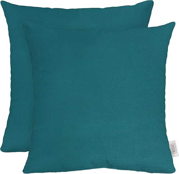 RSH DECOR: Sunbrella Square Throw Pillows Set of 2 | 20" x 20" | Water and Fade-Resistant Performance Fabric | Outdoor Pillow Covers with Down-Alternative Inserts | Spectrum Peacock