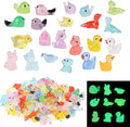 100 Pcs Tiny Resin Animals to Hide, Mini Luminous Resin Animals Bulk for Miniature Fairy Garden Accessories Micro Landscape Aquarium Cake Potted Plants Dollhouse Moss Patio Home Decor Crafts