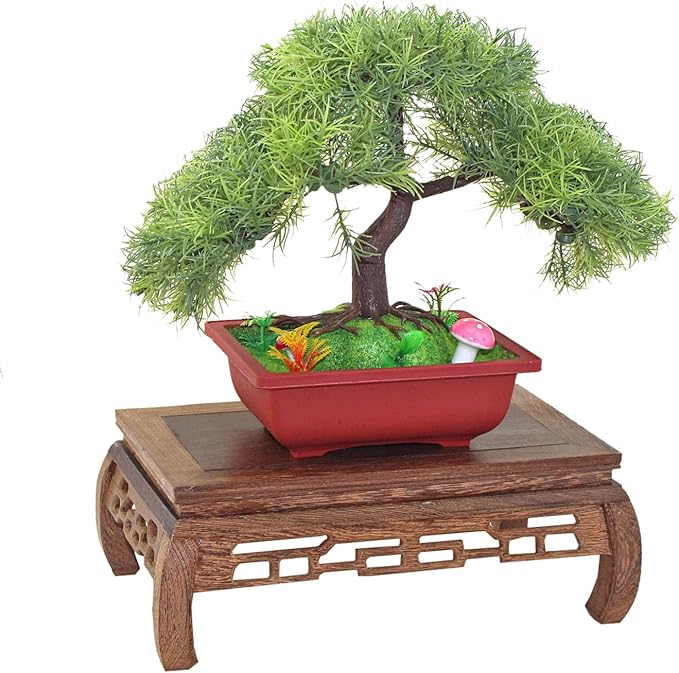 GOLDY&WENDY Vase Lamp Teapot Wooden Oriental Style Rectangular Base Rosewood Solid Wood Carving Display Stand