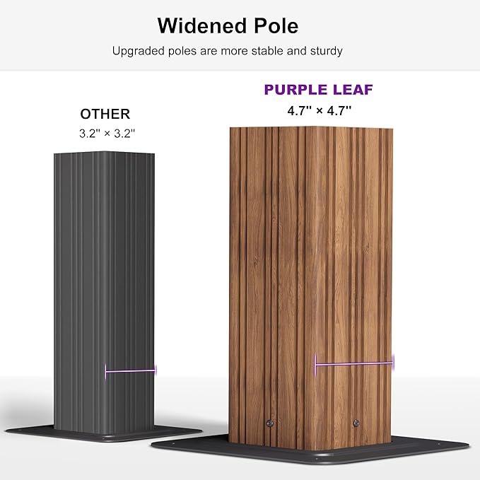 PURPLE LEAF 10' X 14' Outdoor Hardtop Gazebo for Patio Galvanized Steel Double Roof Permanent Canopy Teak Finish Coated Aluminum Frame Pavilion Gazebo with Netting and String Lights