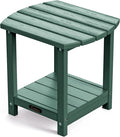 Ciokea Adirondack Outdoor Side Table, 2-Tier Sturdy Patio End Table Weather Resistant, Morden Side Table for Patio, Pool, Porch, Green