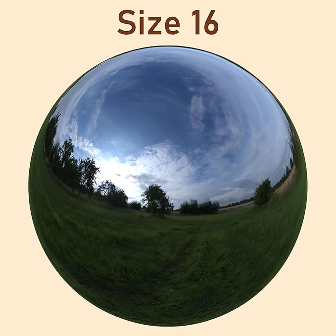 Lulu Decor, Titanium Stainless Steel Gazing Mirror Ball Size 16, Smooth Reflective Shiny Garden Decoration Globe