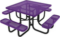 COATEDOUTDOORFURNITURE Heavy-Duty Portable Outdoor Picnic Table with Umbrella Hole, Punched Steel Commercial-Grade Patio Dining Furniture Made in America (46" Square Top, Purple)