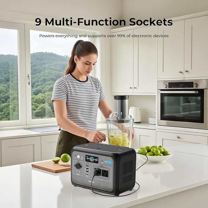 OUKITEL P800 Portable Solar Generator(2025 NEW), 512Wh Solar Power Station with 2x800W AC Outlets (1600W Peak), 500W Fast Charging, Emergency Power Station for Home, Camping & RVs, Battery Backup