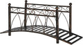Outsunny 3.3' Metal Arch Zen Garden Bridge with Safety Siderails, Decorative Footbridge, Delicate Scrollwork & Corner Spheres for Stream, Fish Pond, Bronze