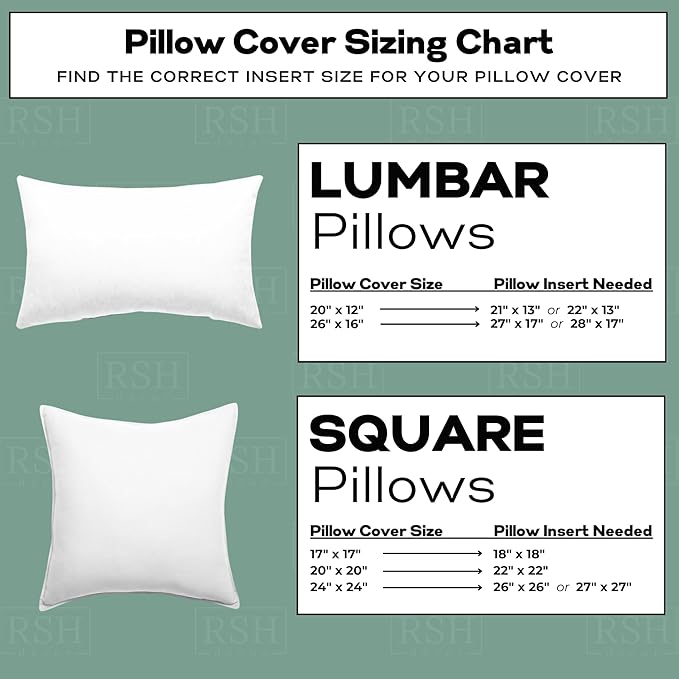 RSH DECOR: Sunbrella Pillow Covers Set of 4 | Covers Only - 20" x 12" | Outdoor Lumbar Pillow Covers Crafted with Sunbrella Performance Fabric | Canvas Canvas