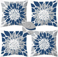 Qahing Pack of 4 Outdoor Waterproof Pillow Covers 22x22 Decorative Outdoor Throw Pillows Garden Square Cases for Patio Furniture, Couch, Tent Sunbrella, Bench, Blue Grey