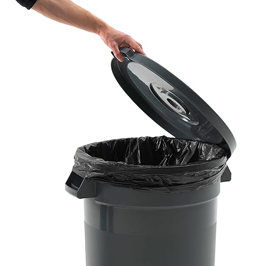 PRO&Family 20 Gallon Trash Can with Lid Round Ingredient Storage Containers Recycling Bin Kitchen Garbage Can Office Garbage Can Trash Barrel Plastic Barrel Yard Waste Bin Outdoor Trashcan (4, Gray)