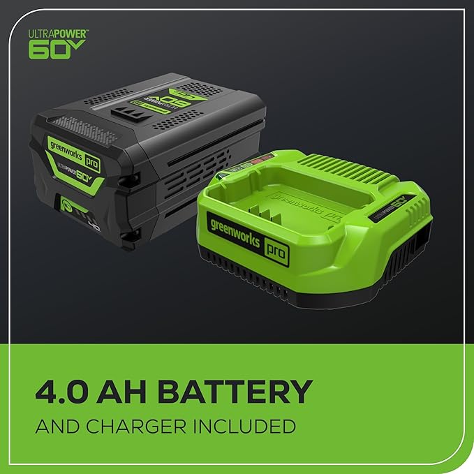 Greenworks 60V 16" Brushless Cordless String Trimmer, Attachment Capable, 4.0 Ah Battery & Charger