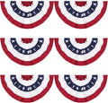 3 x 6 Ft American Pleated Fan Flag, USA Patriotic Half Fan Bunting Flag, 4th of July Decorations Flags (Set of 6)