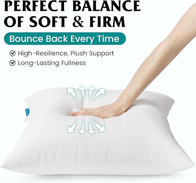 Oubonun 24x24 Waterproof Outdoor Pillow Inserts – Set of 2 Soft & Fluffy, Water Resistant Throw Pillows for Patio, Garden, Porch, or Indoor Decorative