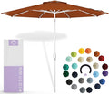 Midtown Umbrellas The Swilt 8 Feet Patio Umbrella in Sunbrella Terracotta Acrylic Fabric - Fiberglass Ribs, Auto-Tilt Aluminum Frame For Backyard, Deck, Garden, Pool - White Pole