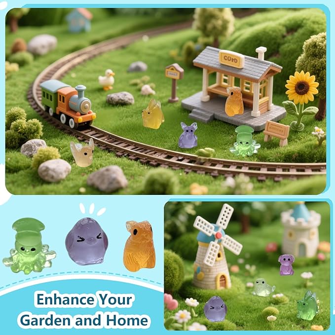 150/200 Mini Resin Animals Variety Pack Kit, 30 Types Tiny Resin Animals Figures, Hide Mini Figures Micro Landscape Ornaments Fairy Garden Accessories (200)