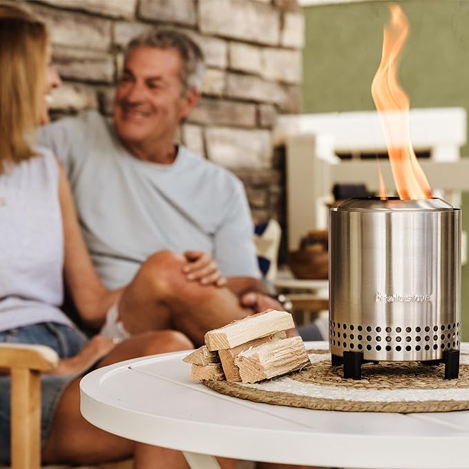 Solo Stove Mesa, 5.1 Inch Tabletop Fire Pit with Stand - Smokeless, Stainless Steel Fire Pit for Camping, Outdoor & Patio- Wood Burning or Pellet Fueled Portable Bonfire, 1.4lbs, Stainless Steel