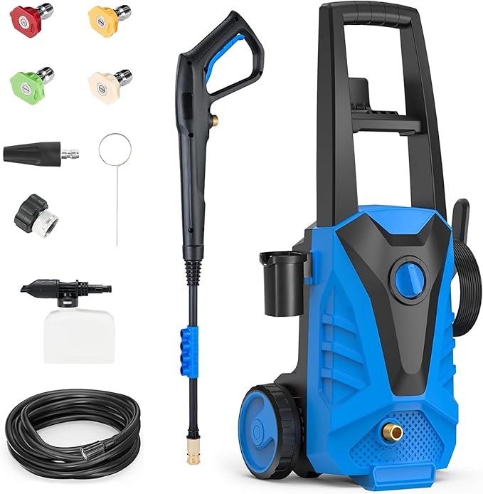 Electric Pressure Washer Compact, 2100 PSI, 2.0 GPM, 23FT Hose, Power Washer for Cars, Driveways, Patios, Patio Furniture & Around Pools, Blue