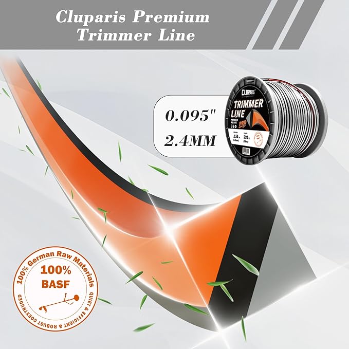 Cluparis 3-Pound Super Heavy Duty Trimmer Line .095-Inch-by-820-ft Square Pro Trimmer Line Spool 3-Component Tri-Extrusion Weed Eater String with Super Line Cutter