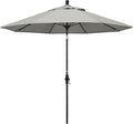 California Umbrella 9' Round Aluminum Pole Fiberglass Rib Market Umbrella, Crank Lift, Collar Tilt, Black Pole, Sunbrella Spectrum Mist