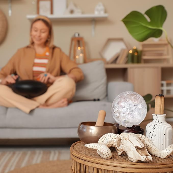 uxcell 90mm/3.5" Crystal Sphere Ball Glass Solid Decorative Sphere Crystal Ball Prop Ornament for Feng Shui Divination Fortune Telling Tabletop Fountain Decoration, Clear