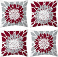 Qahing Pack of 4 Outdoor Waterproof Pillow Covers 24x24 Decorative Outdoor Throw Pillows Garden Square Cushion Cases for Patio Furniture, Couch, Tent Sunbrella, Bench, Burgundy Red Grey
