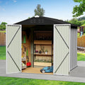 6 x 4 FT Metal Outdoor Storage Shed & Double Hinged Large Door - Heavy-Duty Shed with Floor, Lockable & Ventilation - Rainproof Windproof Large Utility Garden Shed for Backyard Patio Lawn - White