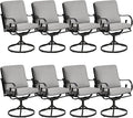 MELLCOM Patio Swivel Chair Set of 8, Heavy Duty Outdoor Dining Chairs with Thickened Cushions, Metal Patio Chairs Gentle Rocker for Outside, Garden Lawn & Porch, Backyard, Grey