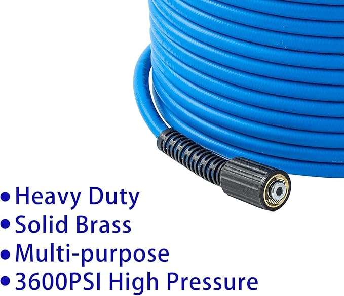 Pressure Washer Hose – 1/4" X 100 FT High Power Washer Extension Hose – Kink & Wear Resistant High Pressure Hose for Replacement – Compatible with M22 Fittings – 3600PSI