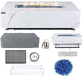 Elementi+ | Bundle Carrara Gas Fire Pit | Marble Porcelain & Metal Frame | 60" Rectangular Fire Table | Electronic Ignition | Canvas Cover, Fire Glass & Burner Lid Included | White | Natural Gas
